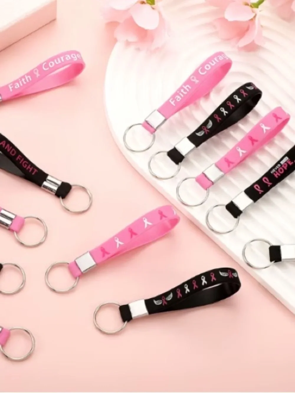 *Buy Now* Breast Cancer Awareness Wrist Keychain Thank You Set of 15